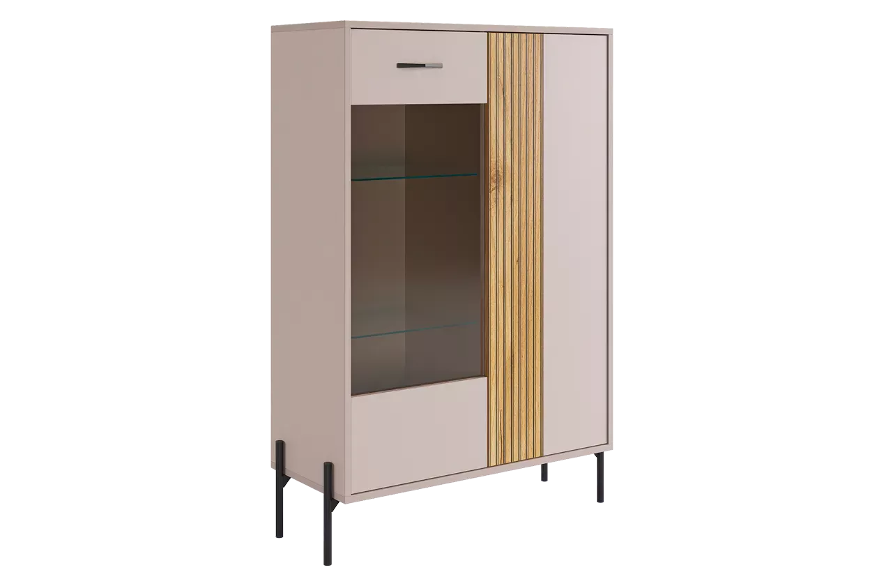 Доминика Комод (со стеклом) (кашемир/дуб крафт золотой)