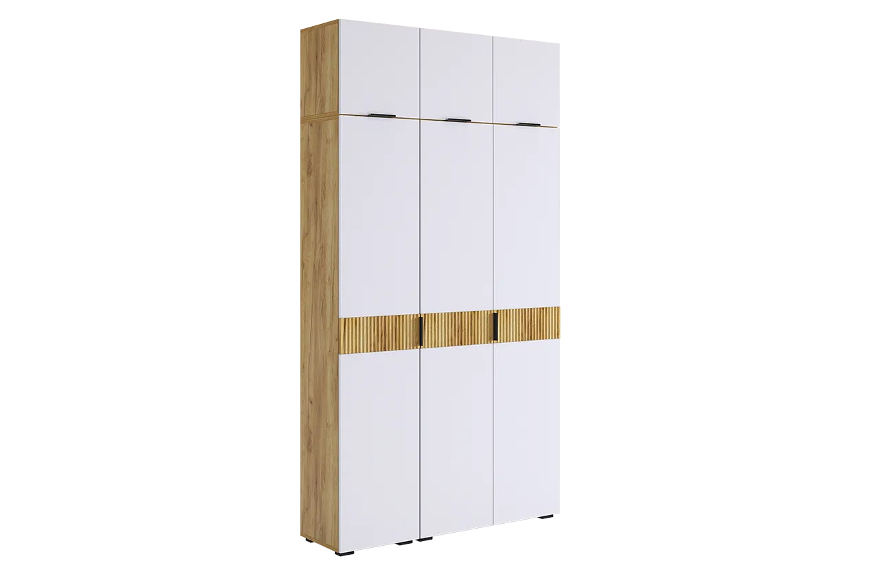 Шкаф трехдверный "Бери К2" (дуб крафт золотой/белое дерево)