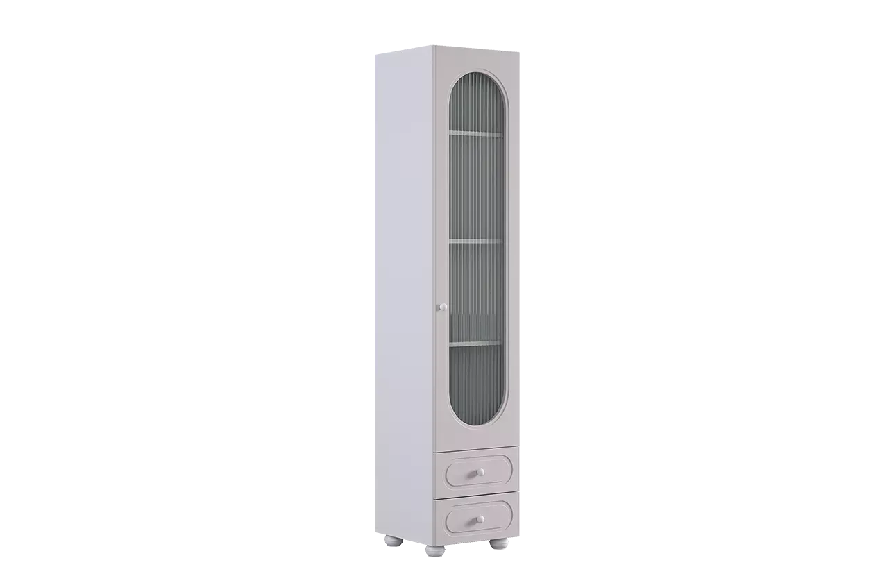 Милана Шкаф однодверный (со стеклом) (белое дерево/сакура)