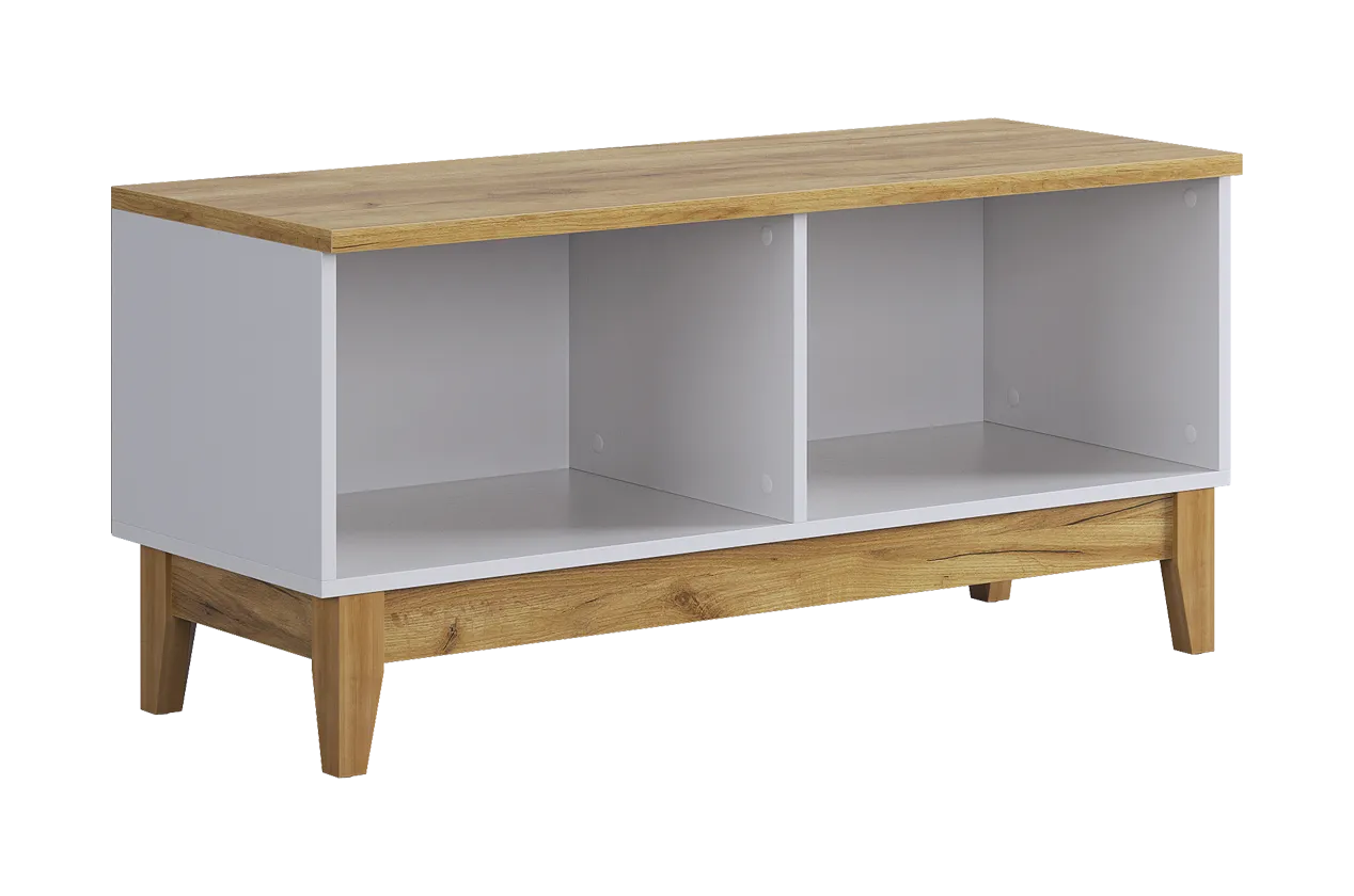 Тумба Хюгге (белое дерево/дуб крафт золотой/белый матовый)