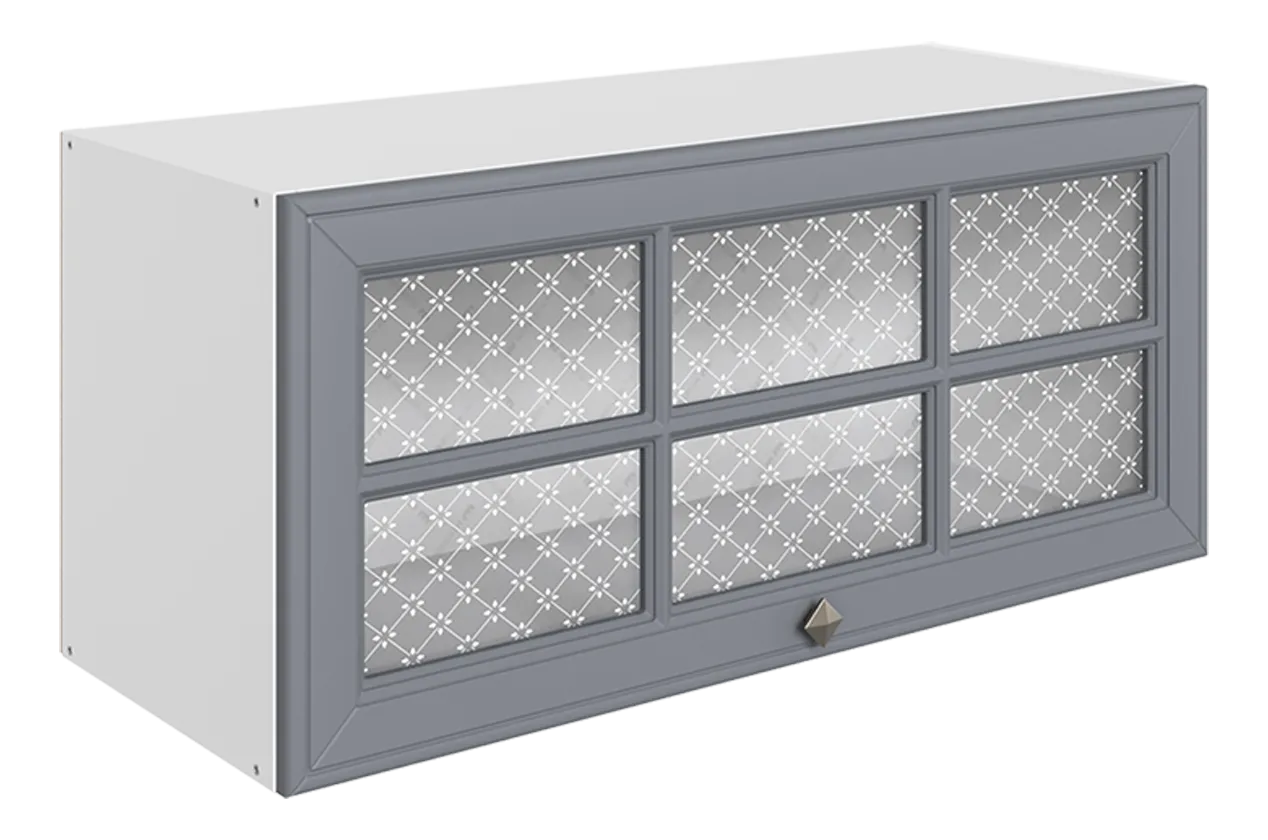 Мишель Шкаф навесной L600 Н360 (1 дв. реш.) (эмаль) (белый/серый)