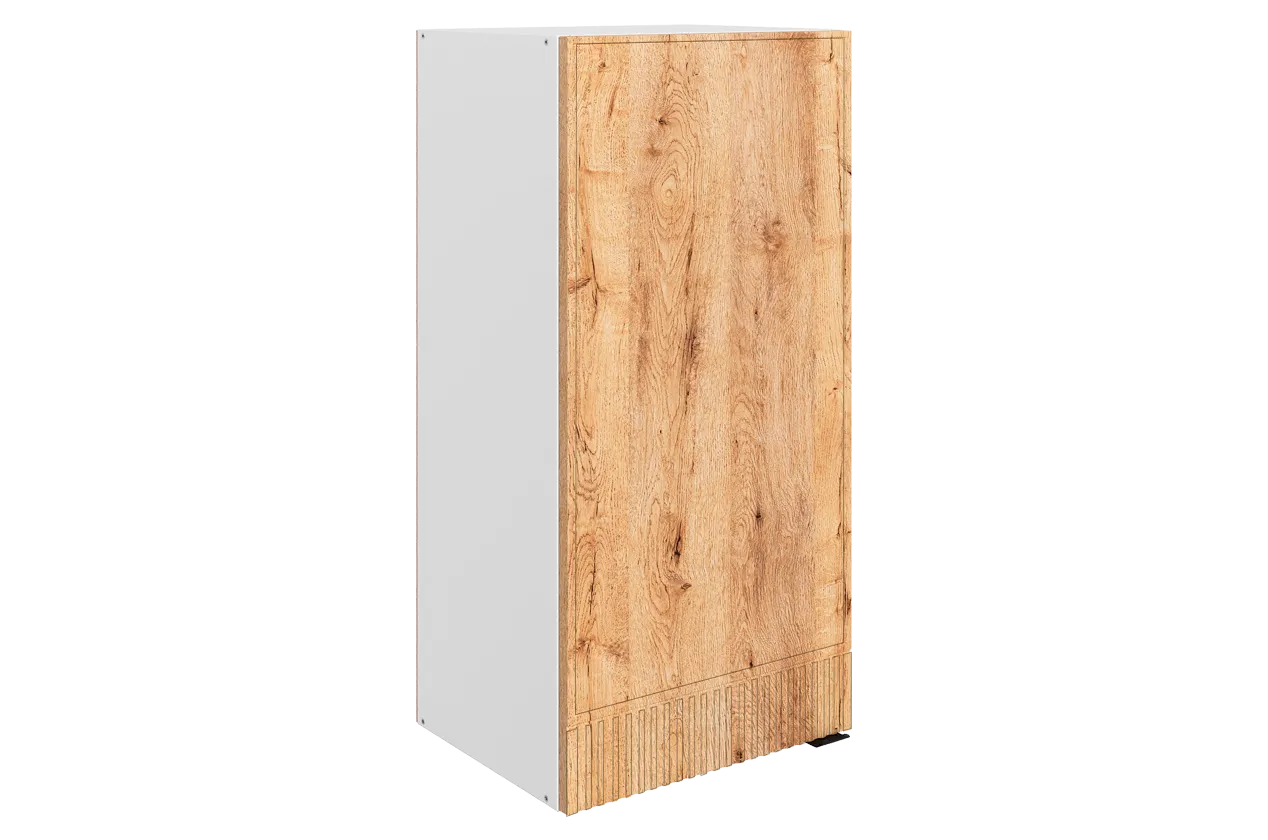 Бариста Шкаф навесной L400 Н900 (1 дв. гл.) (левый) (белый/дуб европейский матовый)