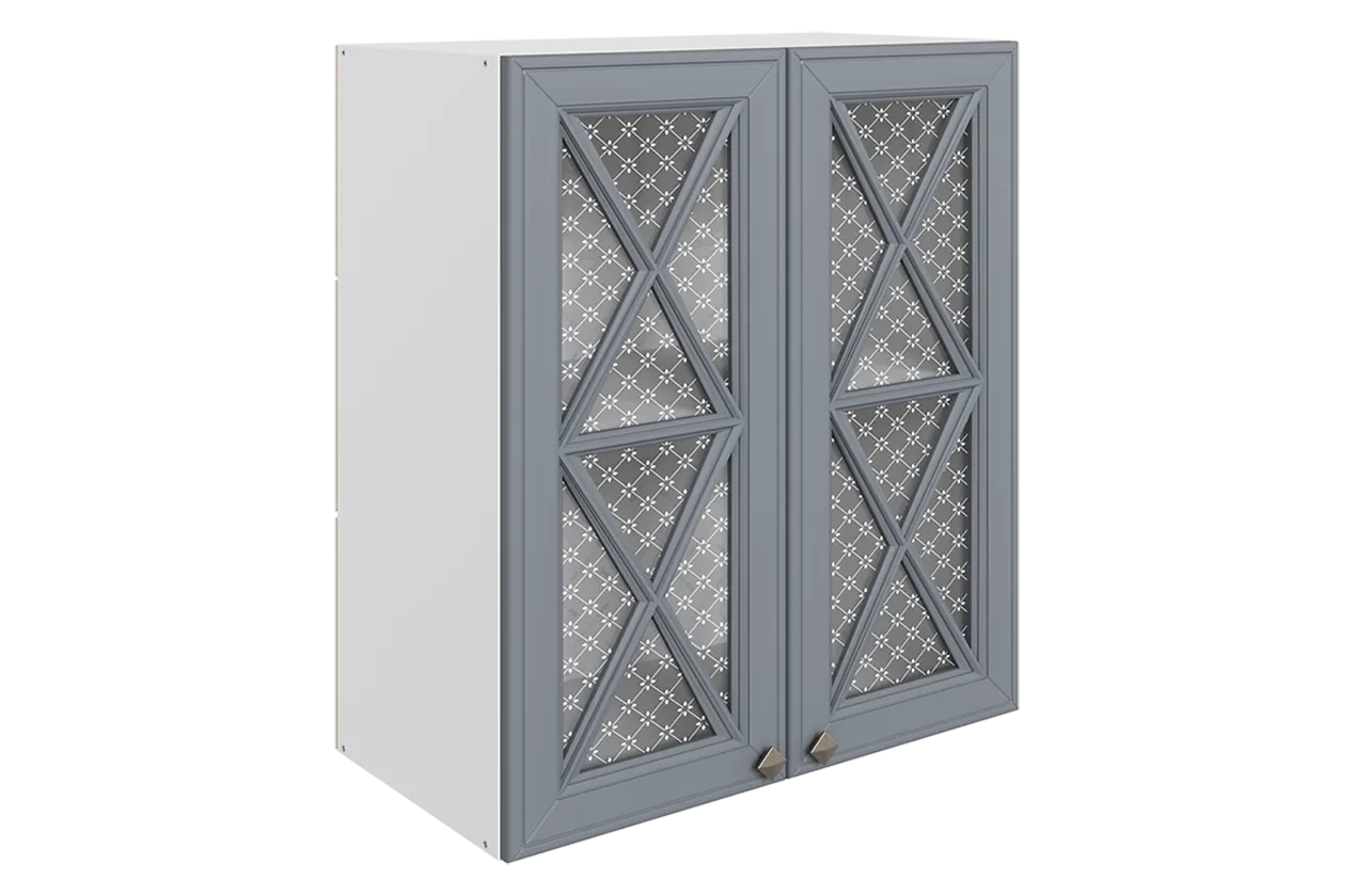 Мишель Шкаф навесной L600 Н720 (2 дв. крест.) (эмаль) (белый/серый)